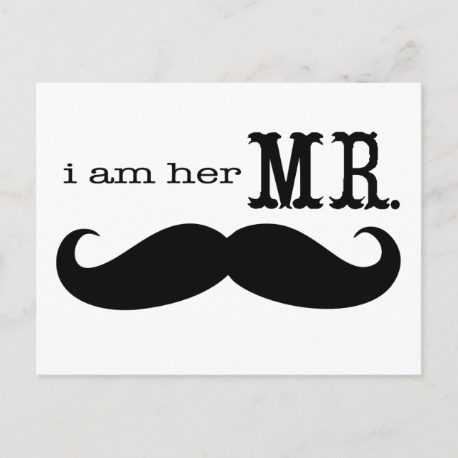 Carte Postale Je suis son M. Mustache Grooms Gifts (Devant)