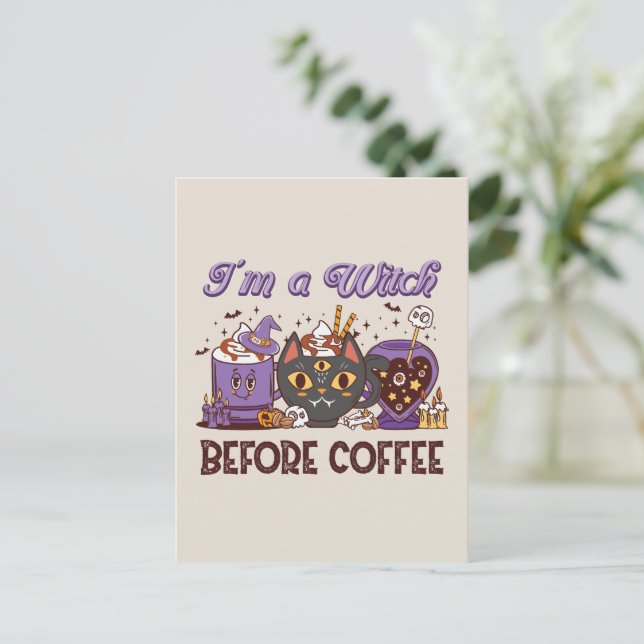 Carte Postale Je suis sorcière avant le café - Louveur de café (Debout devant)