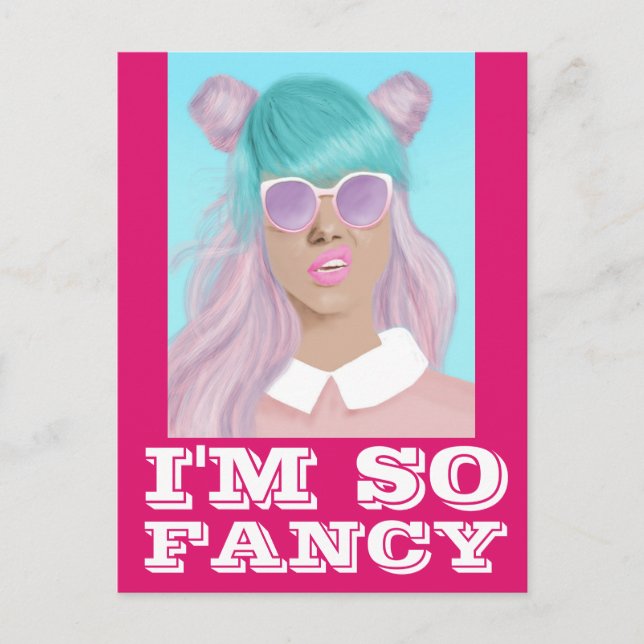 CARTE POSTALE JE SUIS TELLEMENT FANCY ADO FILLE NEW WAVE ART POS (Devant)