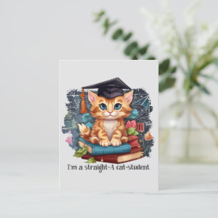 Carte Postale Je suis un étudiant en chats droit