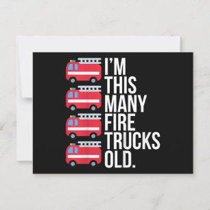 Carte Postale Je suis vieux de ce nombre de camions de pompiers