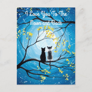 Carte Postale Je t'aime à la lune et le chat arrière