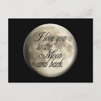 Carte Postale Je t'aime à la lune et le dos lunaire réaliste