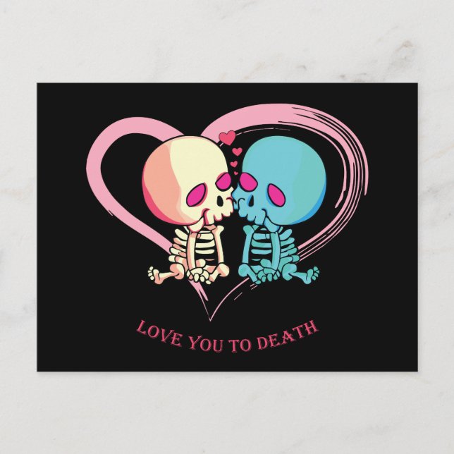Carte Postale Je t'aime à mourir pour la Saint Valentin. (Devant)