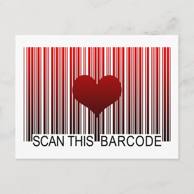 CARTE POSTALE JE T'AIME BARCODE (Devant)