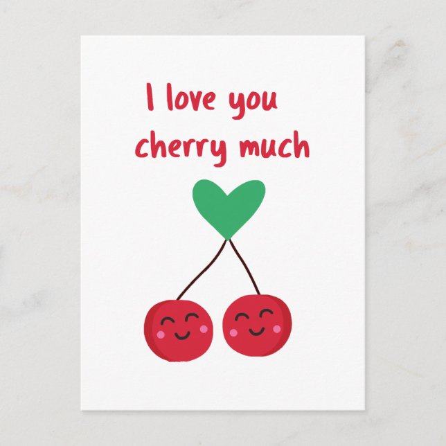 Carte Postale Je t'aime beaucoup Cherry Valentine (Devant)
