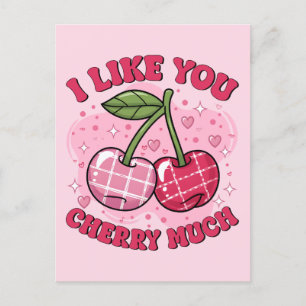 Carte Postale Je T'Aime Cherry Beaucoup Mignonne Retro Valentine