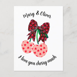 Carte Postale Je t'aime Cherry beaucoup Saint Valentin bonbons c
