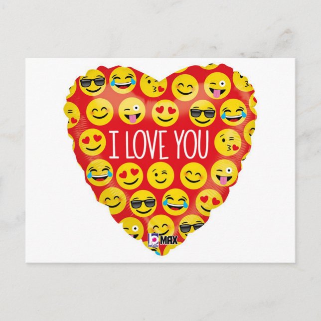 Carte Postale Je t'aime coeur émoji (Devant)