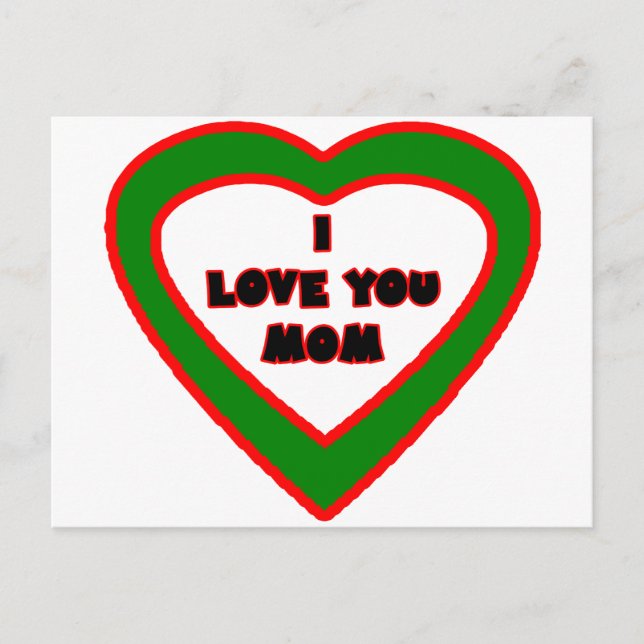Carte Postale Je t'aime coeur vert-foncé de MAMAN le MUSÉE (Devant)