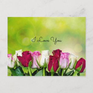 Carte Postale Je T'Aime, Conception Rose De Jardin
