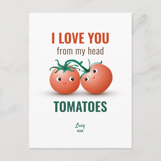 Carte Postale Je t'aime de la tête aux tomates (Devant)