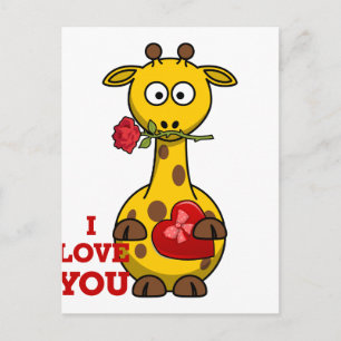 Carte Postale je t'aime girafe