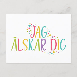 Carte Postale Je t'aime jag suédois alskar creuser arc-en-ciel