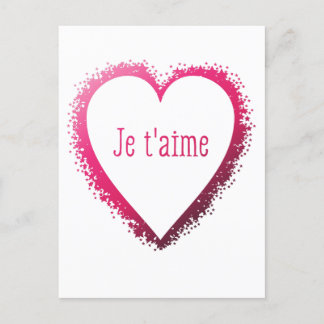 Carte Postale Je t'aime, je t'aime en français en rose