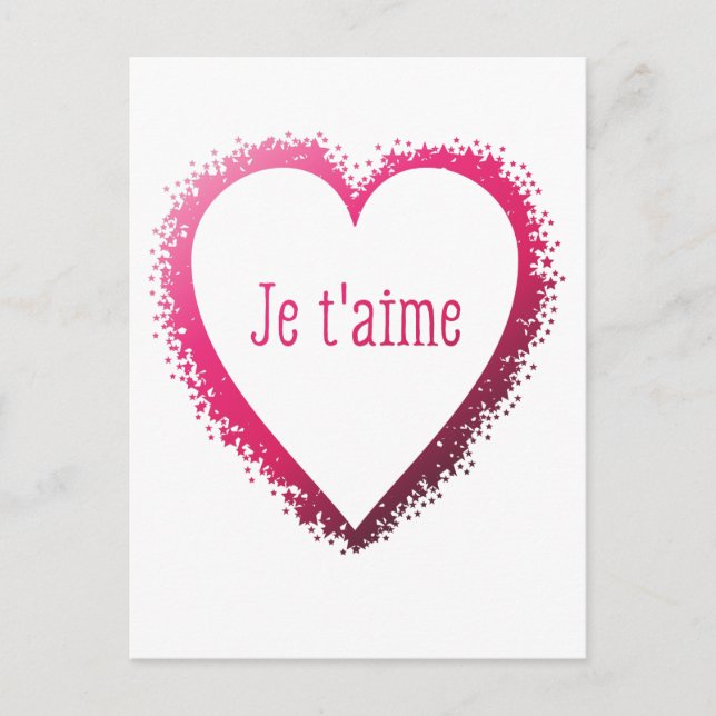 Carte Postale Je t'aime, je t'aime en français en rose (Devant)