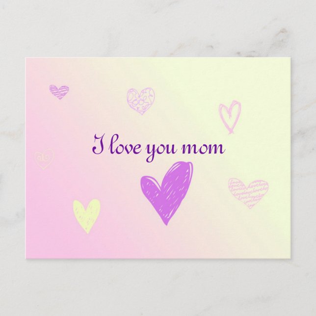 Carte Postale Je t'aime maman (Devant)
