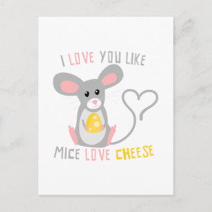 Carte Postale Je T'Aime Mice Love Fromage