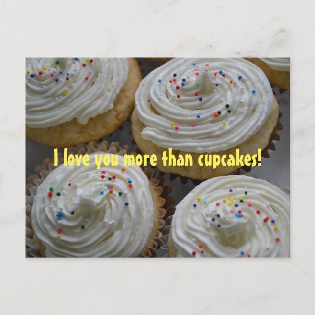 Carte Postale Je t'aime plus que...Carte postale Cupcakes (Devant)