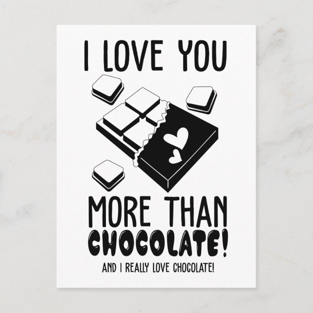 Carte Postale Je t'aime plus que le chocolat noir et blanc (Devant)