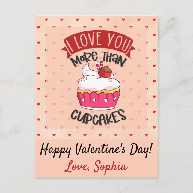 Carte Postale Je t'aime plus que les cupcakes (Devant)