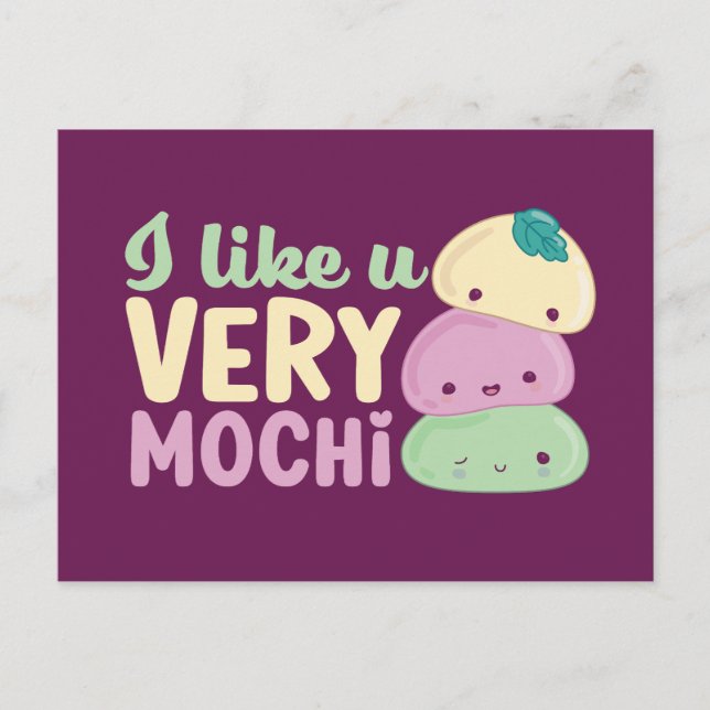 Carte Postale Je t'aime Very Mochi Kawaii Funny Valentine's Day (Devant)
