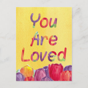 Carte Postale Je T'Aime Vous Êtes Aimé Tulipes Aquarelle