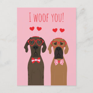 Carte Postale Je Te Dire Valentines Day de grands chiens