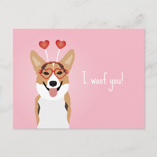 Carte Postale Je te veux le Corgi Chien Valentines Jour (Devant)