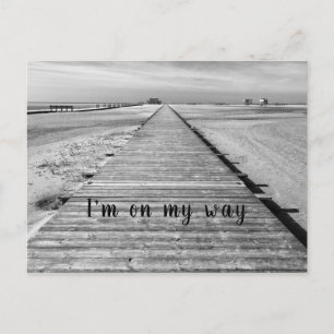 Carte Postale Je vais à la plage en noir et blanc photo