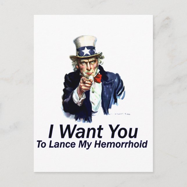 Carte Postale Je Veux Que Vous : Pour Lancer Mon Hemorrhoid (Devant)