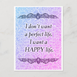 Carte Postale Je veux une vie heureuse - Citation positive