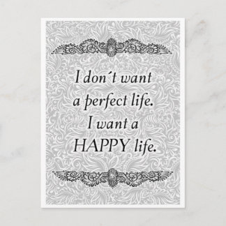 Carte Postale Je veux une vie heureuse - Citation positive