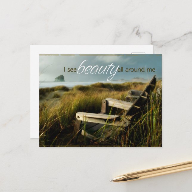 Carte Postale « Je vois la beauté » Affirmation de motivation (Devant/Arrière en situation)
