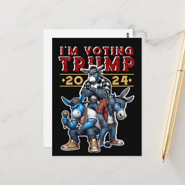Carte Postale JE VOTE pour TRUMP 2024 (Devant/Arrière en situation)