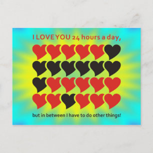 Carte Postale JE VOUS AIME 24 heures sur 24   brillance jaune cy