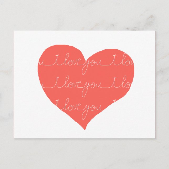 Carte Postale Je vous aime. coeur rouge (Devant)