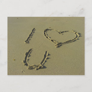 Carte Postale Je vous aime - l'écriture de sable de plage