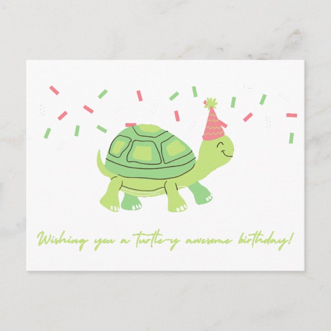 Carte Postale Je vous souhaite un super anniversaire à la tortue (Devant)