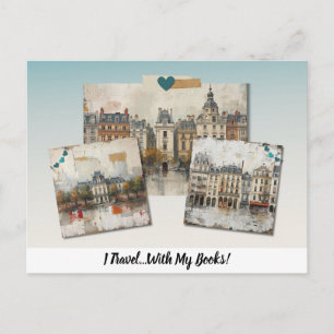 Carte Postale Je voyage...avec mes livres !