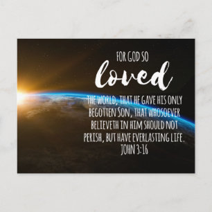 Carte Postale Jean 3:16 Bible Verse Christian