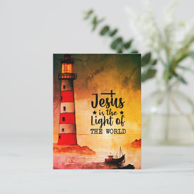 Carte Postale Jean 8 Jésus est la Lumière du Phare Mondial (Debout devant)