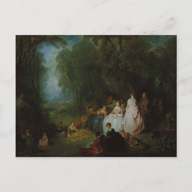 Carte Postale Jean-Antoine Watteau - Réunion pastorale (Devant)