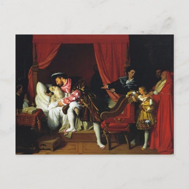 Carte Postale Jean Auguste Ingres - Mort de Léonard de Vinci (Devant)