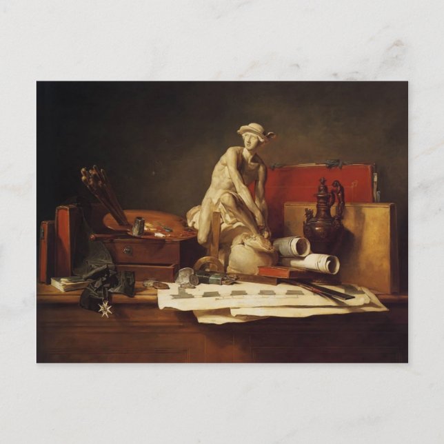 Carte Postale Jean-Baptiste-Simeon Chardin-Les attributs de l'ar (Devant)