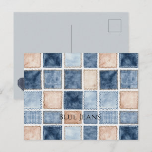 Carte Postale Jean bleu en denim de crème factice
