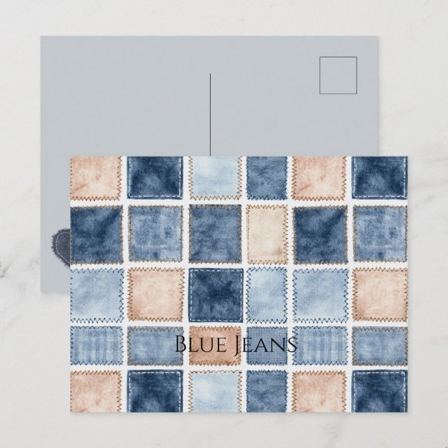 Carte Postale Jean bleu en denim de crème factice (Devant / Derrière)