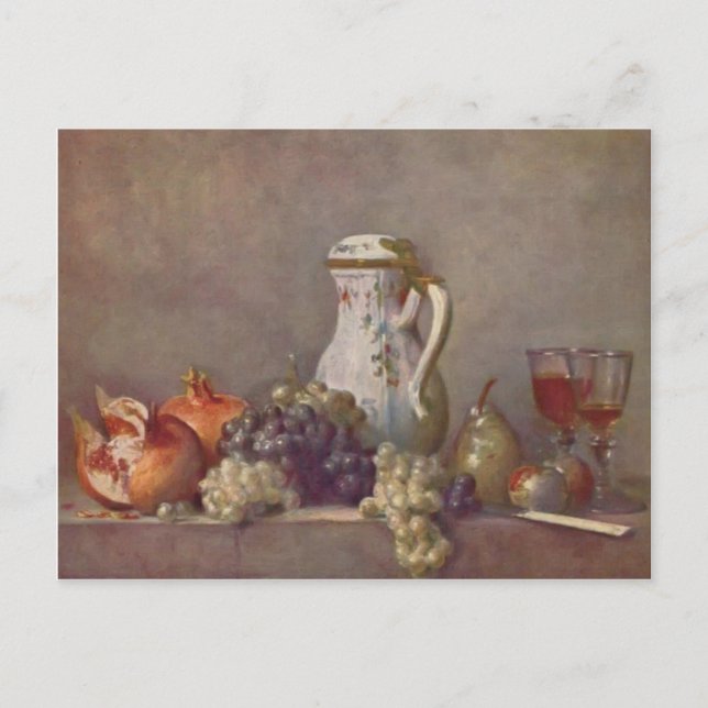 Carte Postale Jean Chardin- Vie morte avec théière en porcelaine (Devant)