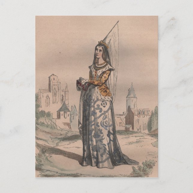 Carte Postale Jeanne d'Arc Costume de mode médiéval français (Devant)