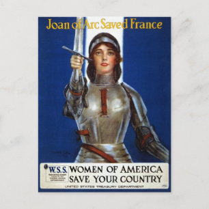 Carte Postale Jeanne d'Arc vintage Retro Femmes Sauvons la Franc